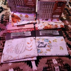 13 PC Shower Curtain Set ,,,,, Set De Cortinas Para La Temporada En 4 Diseños