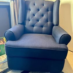 Nursery Swivel Rocking Recliner - Navy Blue