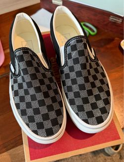 Unworn Metallic Checkered Platform Vans