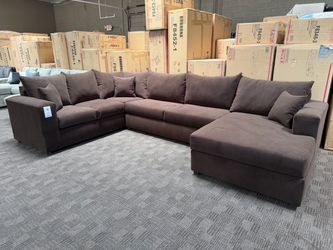 Large chocolate brown velvet sectional
