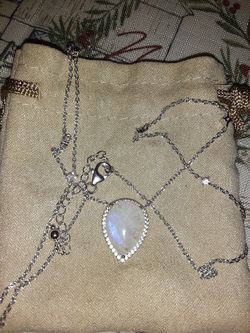 Real rainbow moonstone. Sterling silver necklace