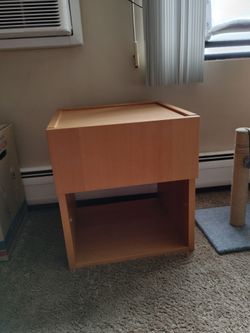 Solid Wood Side Table With Drawer and Shelf