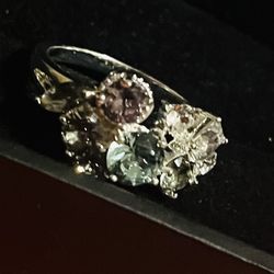 Silver Plated Ring For Her With Swarovski Crystals