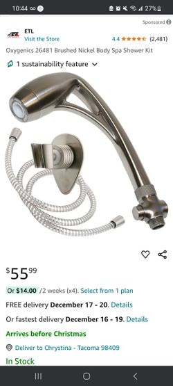 Oxygenics Brushed Nickel Body Spa Shower Kit