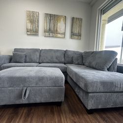 Gray Sectional Sofa & Ottoman 