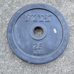 Single 25lb VTX Rubber Coated Olympic Weight Plate-