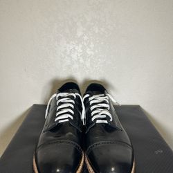 Stacy Adams Mens Vintage Size 11 D Black Lace Up Cap Toe Leather Dress Shoes