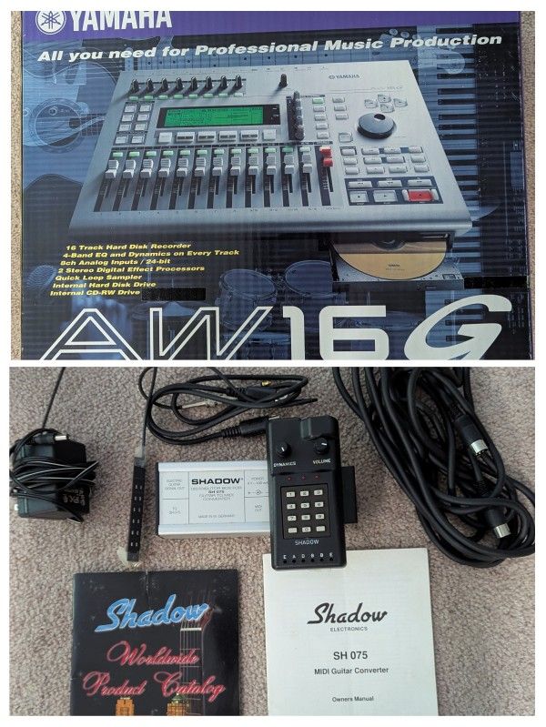 Yamaha AW16G Workstation and Shadow SH075 Guitar MIDI Converter
