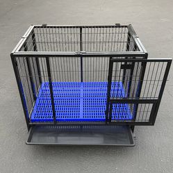 $150 (New in box) Folding dog cage 37x25x33” heavy duty single-door kennel w/ plastic tray