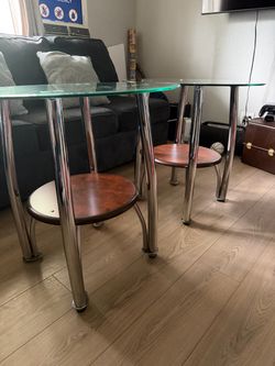 Glass Top Dining Table with Chrome Legs set of 2