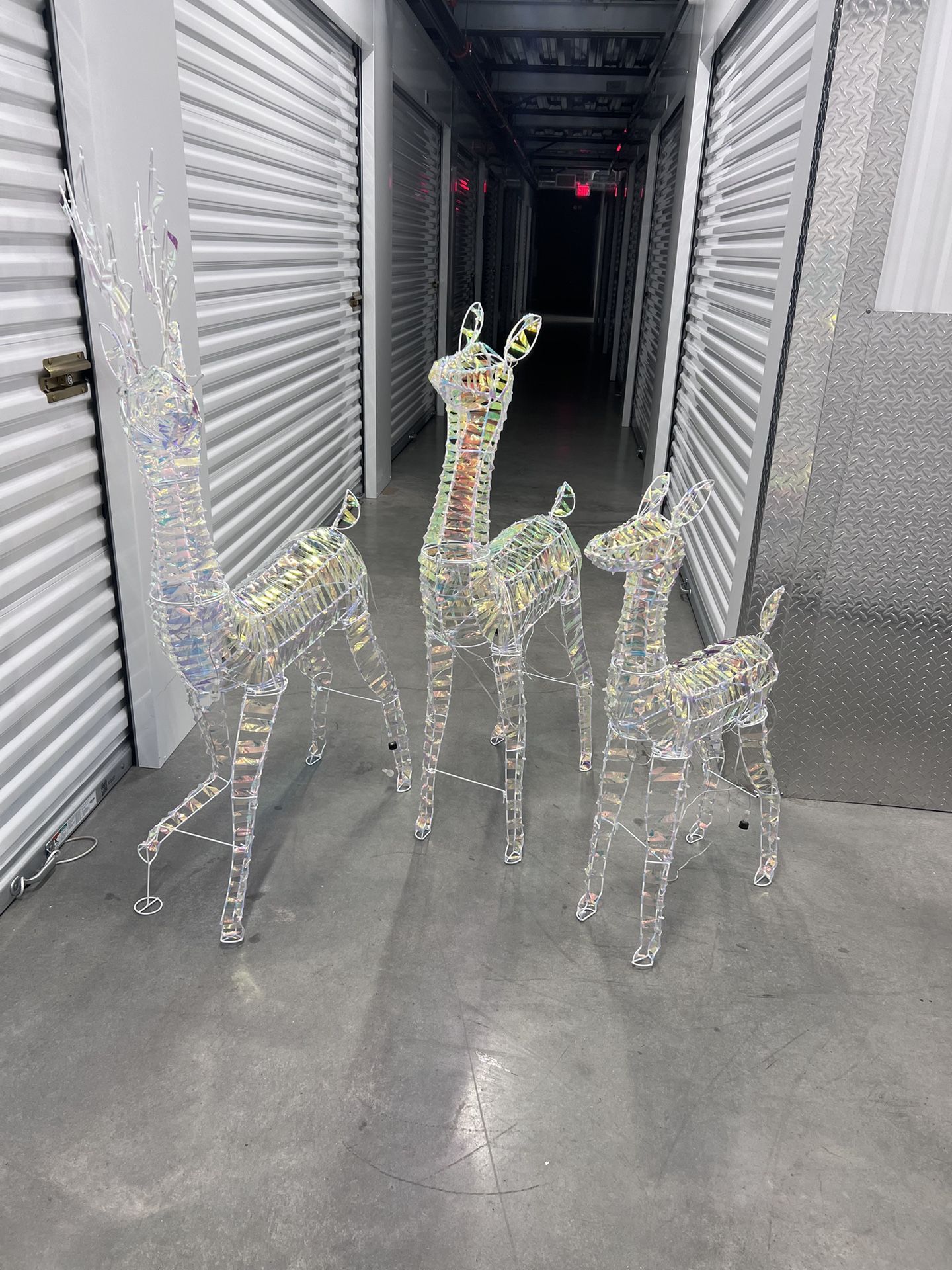 3-Piece Lighted Christmas Reindeer, Christmas Deer Family Set, 50+80+100 LED Lights, Indoor or Outdoor Christmas Decorations for Patios, Garden, Lawn,