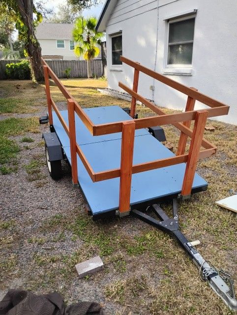 CUSTOM FOLDING Utility Trailer (4x8) - Space Saving w/ Wood Rack & Deck