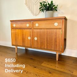 Vintage Crawford Mid-Century Modern Solid Wood Sideboard – 58” – Free Delivery