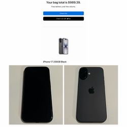 iPhone 17 256GB Black Unlocked for sale. Retails new for $989.39, but I’m selling in great condition for $750.