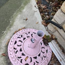 Wrought Iron Pink Umbrella Base