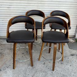 Bar Stools Set Of 4 Brown 