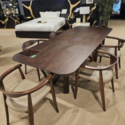 New Beautiful Mid-Century Solid Wood 7 Pc Dining Collection! 