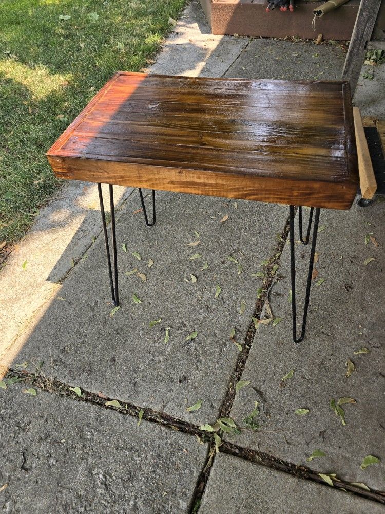 Wood Shelf With Metal Legs