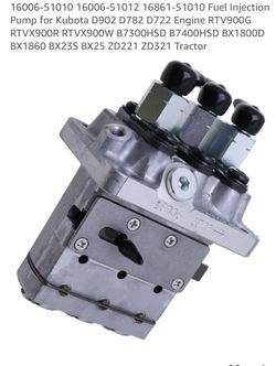 16006-51010 16006-51012 160 Fuel Injection Pump for Kubota D902 D782 D722 Engine RTV900G RTVX900R RTVX900W B7300HSD B7400HSD BX1800D BX1860 BX