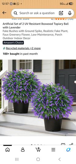 Artificial Set of 2 UV Resistant Boxwood Topiary Ball with Lavender