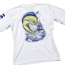 Lielle Isla NWOT Long Sleeve Fishing Shirt Boy’s Sz S White UPF 50+