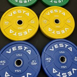 Vesta Color Bumper Plates | 230lbs set | Fitness | Gym | Weights | 2inch holes | New in boxes 