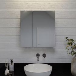 NEW 24"W x 26"H Aluminum Recessed or Surface-Mount Bathroom Medicine Cabinet with Easy Hang System
