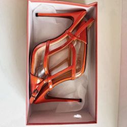 SKYSTERRY Orange Patent Slingback Sandals Size 8 NEW