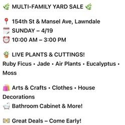 Lawndale Yardsale 4/19 10am-3pm 154 St & Mansel 