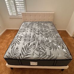 Guest Room Queen Bed Set like New  (Mattress + Frame) - $450