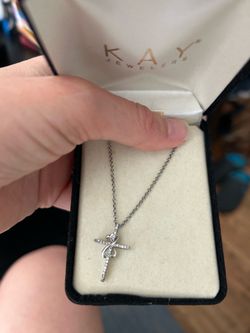 Diamond cross necklace open hearts collection
