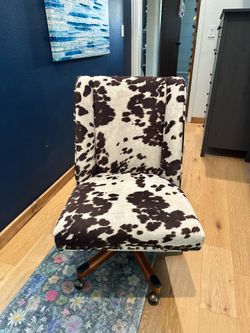 Brown Cow Print Office Chair - Adjustable