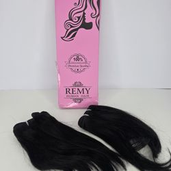 Remy 100% Virgin Human Hair 2 Extensions Liang Diang Style 8 Inches SewIn Black 