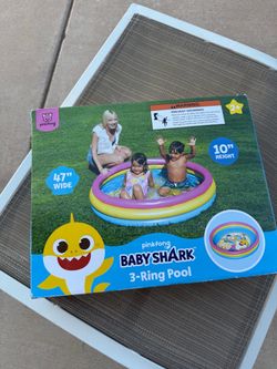 NEW Baby Shark 3-Ring Kids Inflatable Pool – 47”