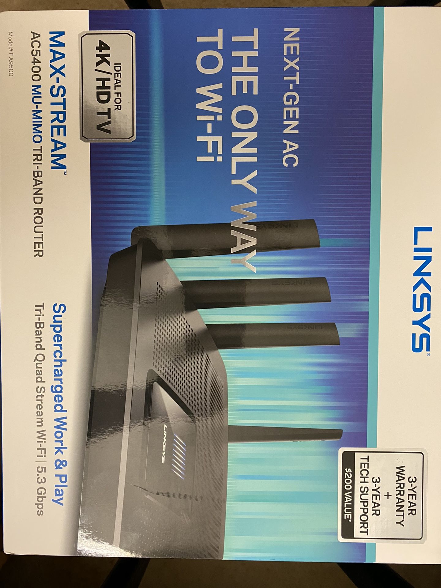 Linksys WiFi 5 Router, Tri-Band, 3,000 Sq. ft Coverage, 25+ Devices, Speeds up to (AC5400) 5.4Gbps
