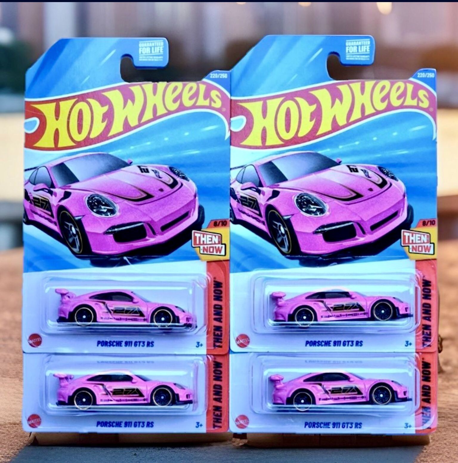 Hot Wheels 2025 THEN & NOW Porsche 911 GT3 RS (Pink) (Lot Of 4)