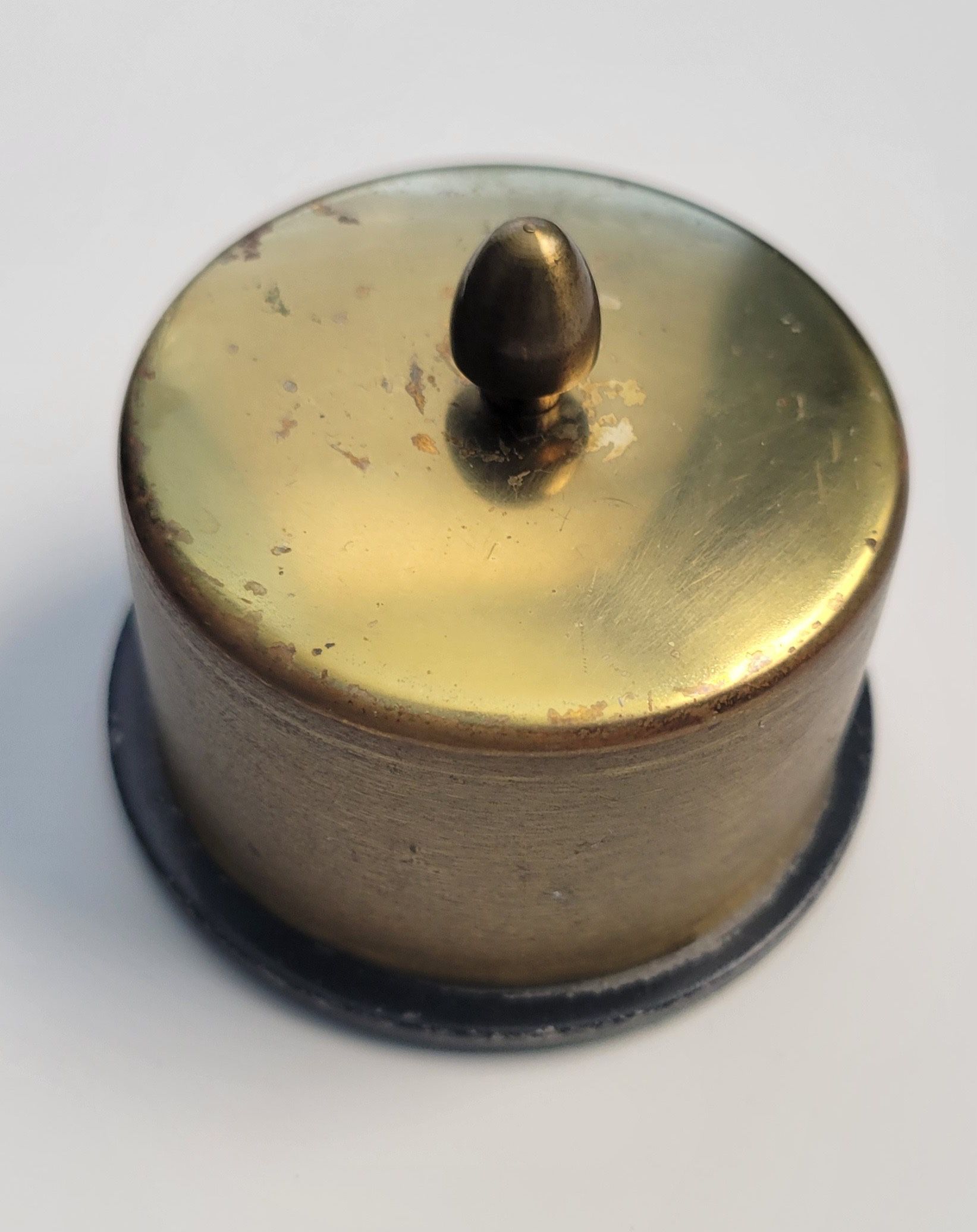 Vtg Brass Stamp Roll Dispenser 2"X2.25"