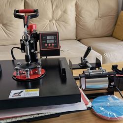 OIIEE Heat Press Machine 5 in 1 Combo Heat Press 15 x 15 Inch Heat Transfer Machine 360-Degree Swing Away Digital Shirt Printing Multi-function Heat T