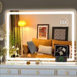Hasipu Vanity Mirror With Lights, 28" X 20" LED Makeup Mirror, Lighted Makeup Mirror With Dimmable 3 Modes, Touch Screen Control Vanity Mirror Round W