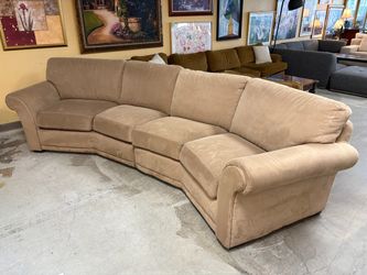 RAPALLO LEATHER COMPANY Tan Suede Curved Sectional