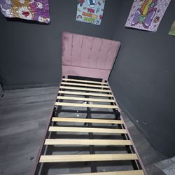 Pink velvet bed