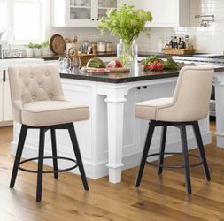 2X Linen 26” swivel fabric barstools