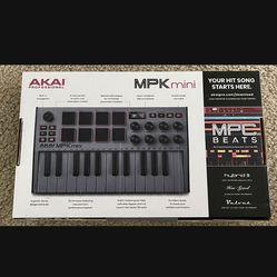 AKAI Professional MPK Mini MK3 - 25 Key USB MIDI Keyboard Controller With 8  Backlit Drum Pads, 8 Knobs and Music Production Software Included