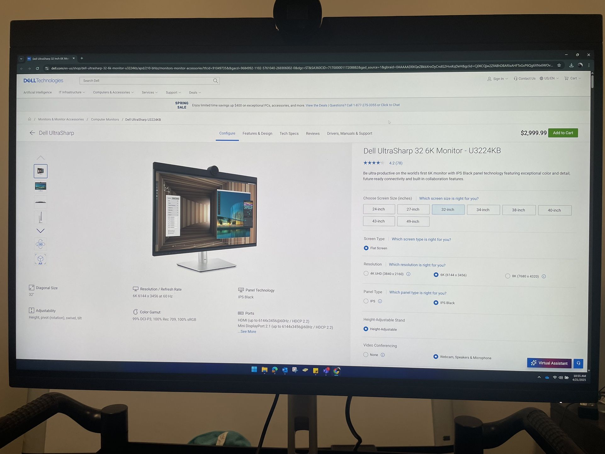 Dell Ultra Sharp 32 6K Monitor(Includes Laptop)