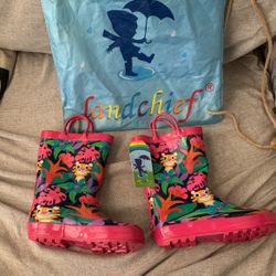 Rain boots Girl Size 12 In Kids New!!