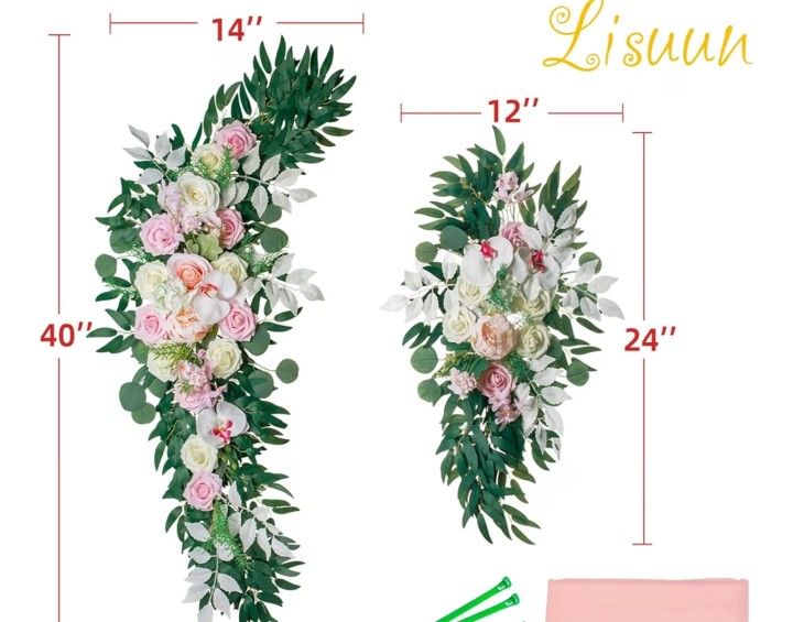 Wedding Arch Flowers, Artificial Flowers for Decoration, 2pcs Flower Swag