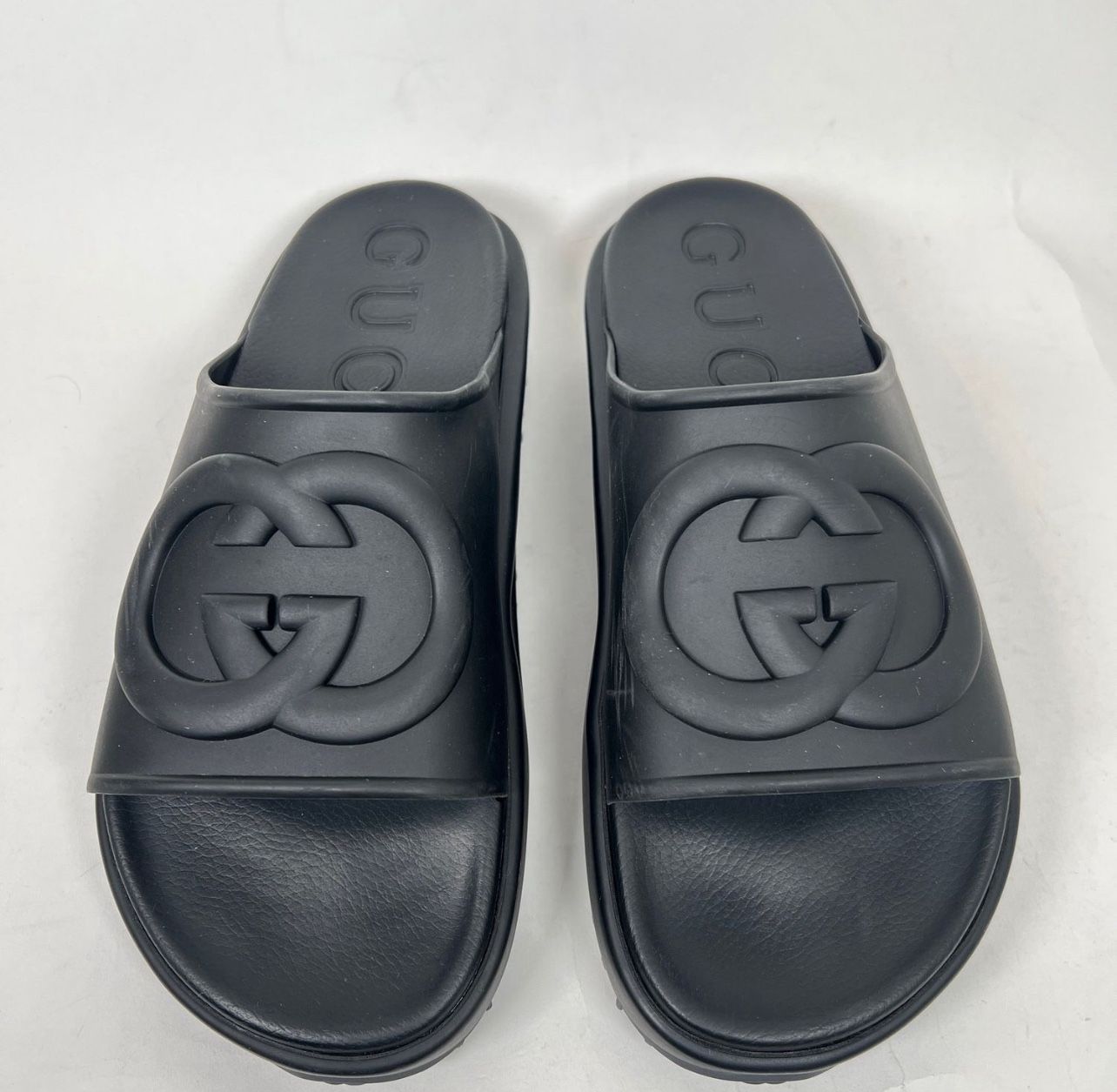 Gucci Black Interlocking G Platform Sandals