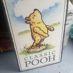 classic winnie the pooh wood sign 36"  tall