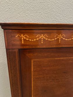 Vintage Inlaid Wood King Headboard