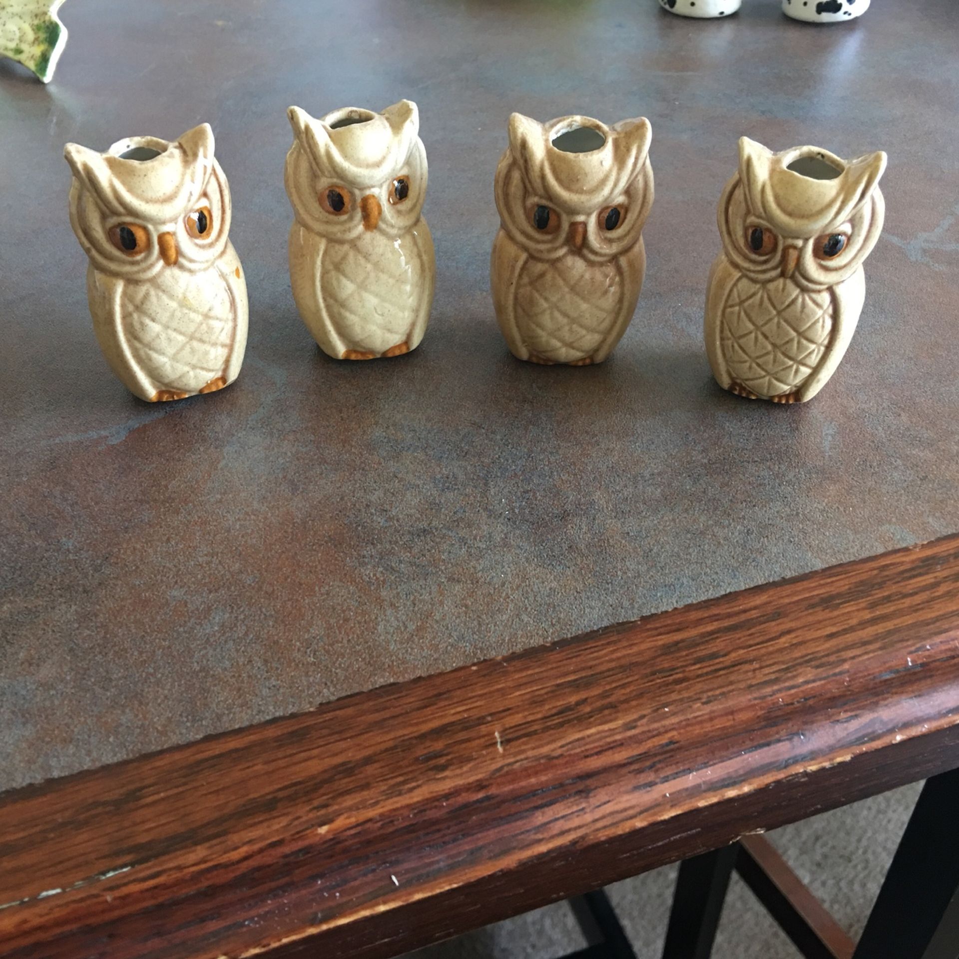Ceramic Owl Macramé Beads Vintage 2.5” X 1”